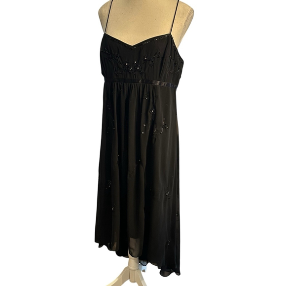 Y2K Black Chiffon Beaded Midi Dress - Picture 3 of 9